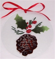 Pine Cone and Holly 7 inch Suncatcher