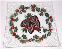 Pine Cone and Holly Small Square Plate