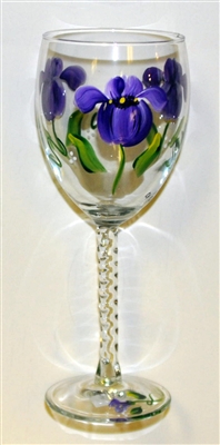 Purple Iris White Wine Glass