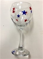 Red, White, and Blue Stars Red Wine Glass