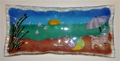 Rectangle Pastel Beach Scene Plate