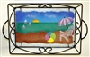 Small Pastel Beach Scene Tray (with Metal Holder)