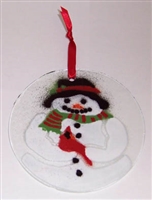 Snowman with Cardinal Suncatcher