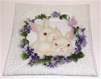 White Bunny Large Square Platter