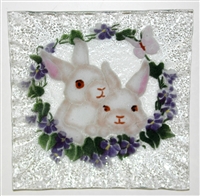 White Bunny Small Square Plate