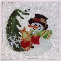 Woodland Snowman Small Square Plate