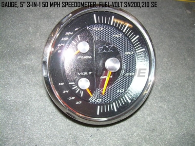 GAUGE 5" 3-IN-1 50 MPH SPEEDOMETER  FUEL-VOLT