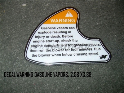 DECALWARNING GASOLINE VAPORS 2.58 X3.38