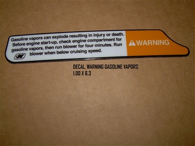 DECAL WARNING GASOLINE VAPORS 1.00 X 6.3