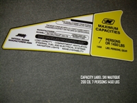 CAPACITY LABEL SKI NAUTIQUE 200 CB 7 PERSONS 1450 LBS