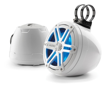 JL Audio  PS650-VeX-SG-WGW-LDB: 6.5-inch (165 mm) Enclosed Coaxial System, White Sport Grilles with Blue LED