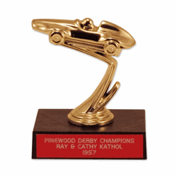 4" Tall Pinewood Derby&reg; Trophy - Custom Engraved Base
