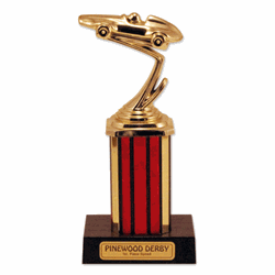 7" Tall Pinewood DerbyÂ® Trophy - Sticker Base