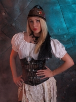 BROWN STRIPED UNDER-BUST GOTHIC PIRATE STEAMPUNK