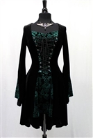 DRAGONLADY DRESS â€“ BLACK w/ GREEN VELVET