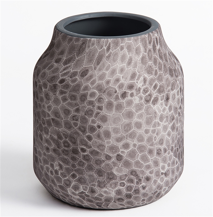 Petoskey Stone Ceramic Large Wide Rim Vase