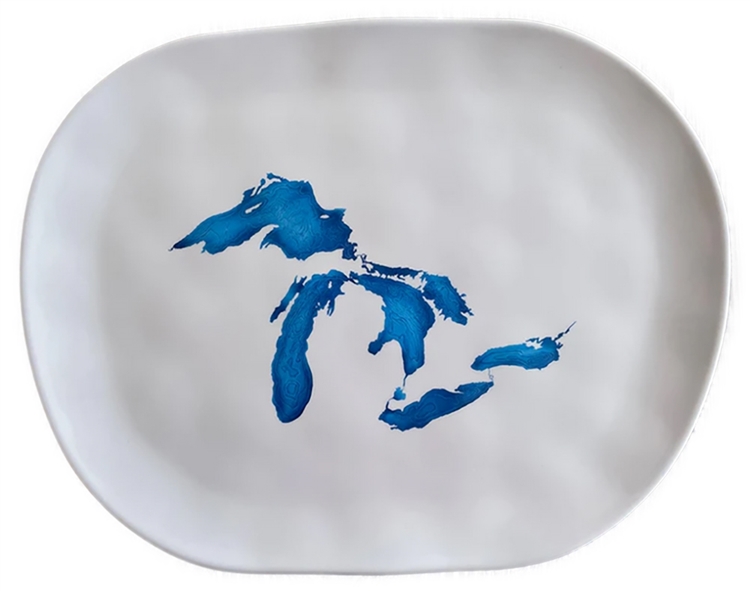 Great Lakes Melamine Serving Tray with Water Color Image