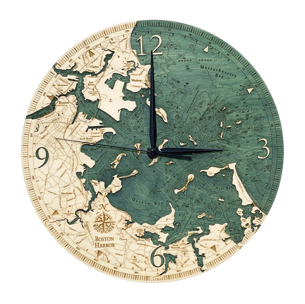 Boston Harbor Real Wood Decorative Clock