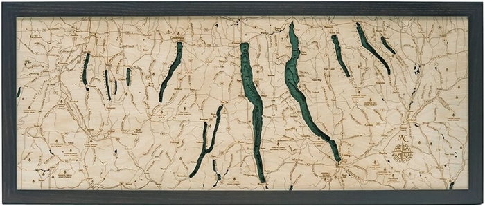 Finger Lakes Nautical Topographic Art: Bathymetric Real Wood Decorative Chart