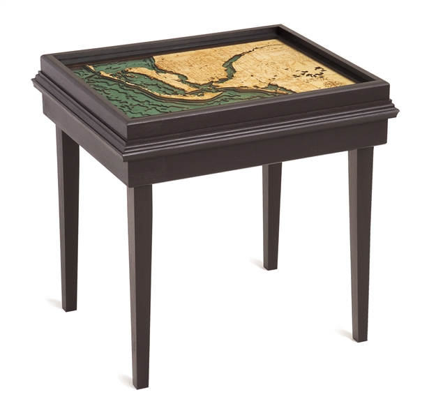 Ft. Myers and Cape Coral 3D Nautical Woodchart End Table