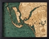 Fort Myers and Cape Coral Nautical Topographic Art: Bathymetric Real Wood Decorative Chart