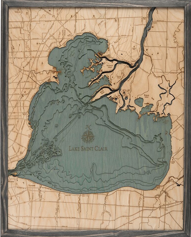 Lake St. Clair Nautical Topographic Art: Driftwood Grey