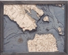 3D Golden Gate / San Francisco Nautical Real Wood Map Depth Decorative Chart | Driftwood Grey