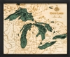 Great Lakes Nautical Topographic Art: Bathymetric Real Wood Decorative Chart