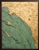 Los Angeles to San Diego 3D  Nautical Real Wood Map Depth Decorative Chart