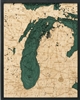 Lake Michigan Nautical Topographic Art: Bathymetric Real Wood Decorative Chart