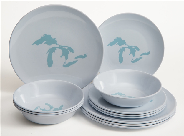 Great Lakes Melamine 12 Piece Dish Set white