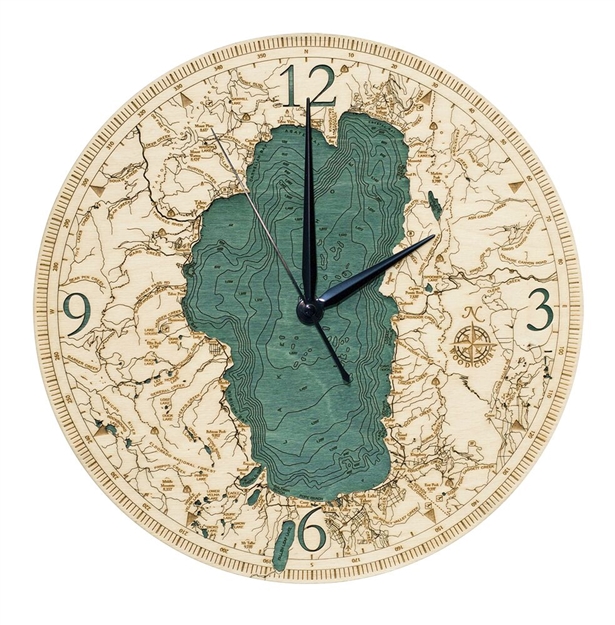 3D Lake Tahoe Real Wood Decorative Clock