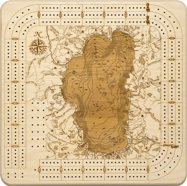 Lake Tahoe Real Wood Decorative Cribbage Board