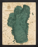 Lake Tahoe Nautical Topographic Art: Bathymetric Real Wood Decorative Chart