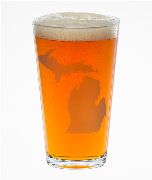 16 oz Michigan Beer Pint Glass