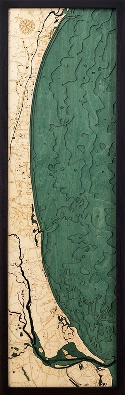 3D Myrtle Beach Nautical Real Wood Map Depth Decorative Chart