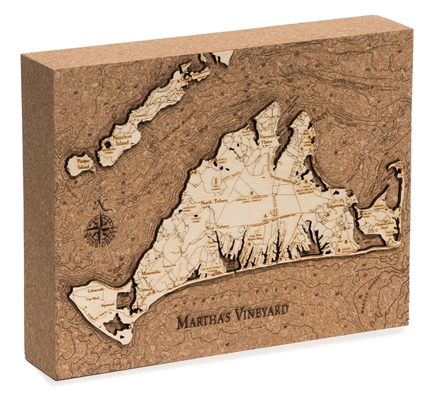 Martha's Vineyard Cork Map Nautical Topographic Art