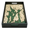 Narragansett Bay Nautical Real Wood Map Decorative Serving Tray