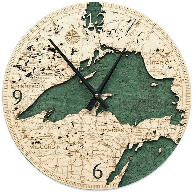Lake Superior Real Wood Decorative Clock