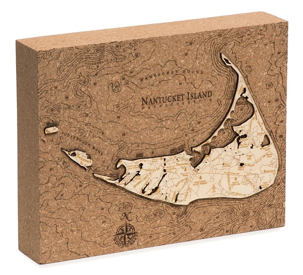 Nantucket Cork Map Nautical Topographic Art