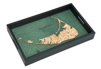 Nantucket Nautical Real Wood Map Decorative Serving Tray