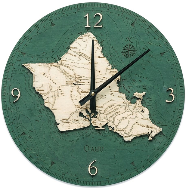 Oahu Real Wood Decorative Clock