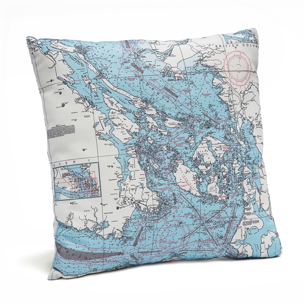 San Juan Islands Indoor Outdoor Nautical Pillow Map