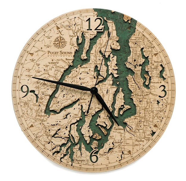 Puget Sound Real Wood Decorative Clock