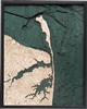 Rumson Nautical Topographic Art: Bathymetric Real Wood Decorative Chart