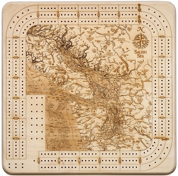 Salish Sea Real Wood Decorative Cribbage Board