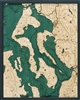 Whidbey & Camano Islands Nautical Topographic Art: Bathymetric Real Wood Decorative Chart