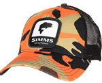 Simms Bass Patch Trucker Woodland Camo Flame