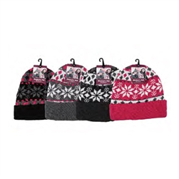 ALP-42785--LADIES KNIT BEANIES, ASST PRINTS