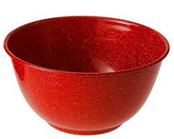 RED ENAMEL MIXING BOWL, 10.25" (NO SILVER RIM)